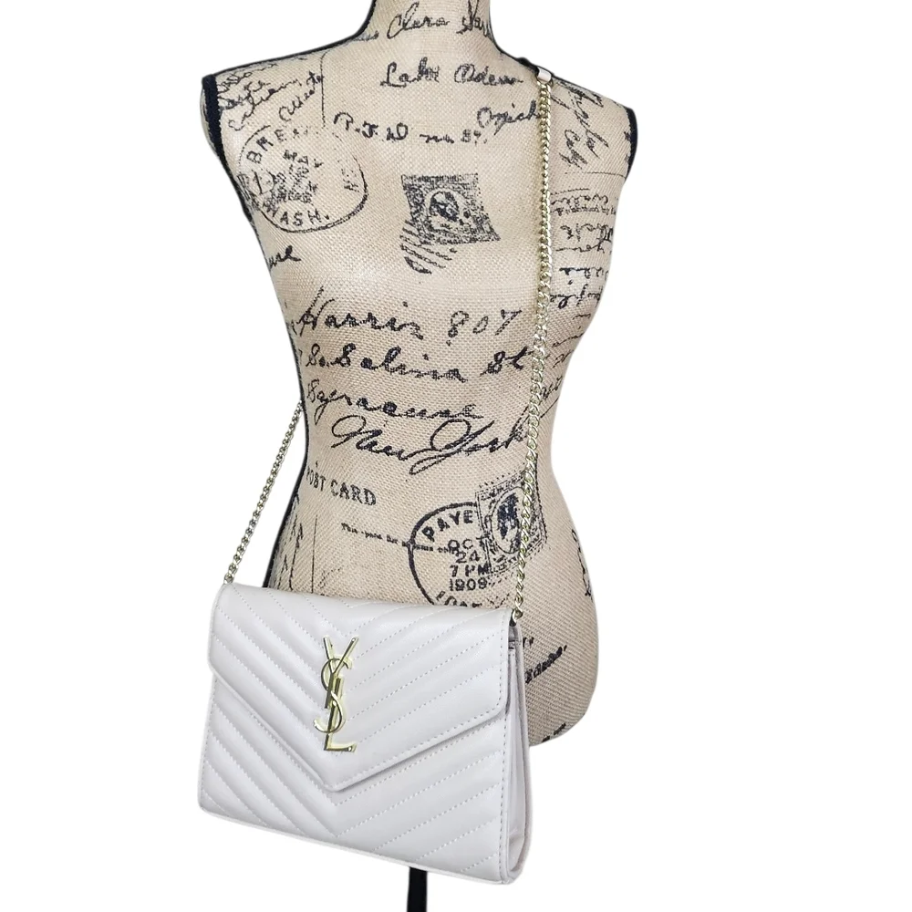 Yves Saint Laurent Cream Quilted Wallet Purse - Picture 15 of 16